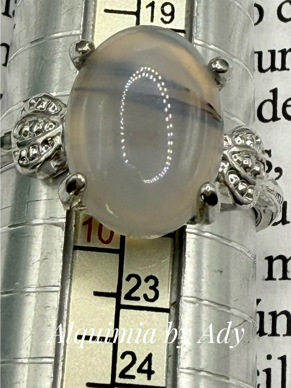 Silver Moonstone Cocktail Ring - Opalescent White